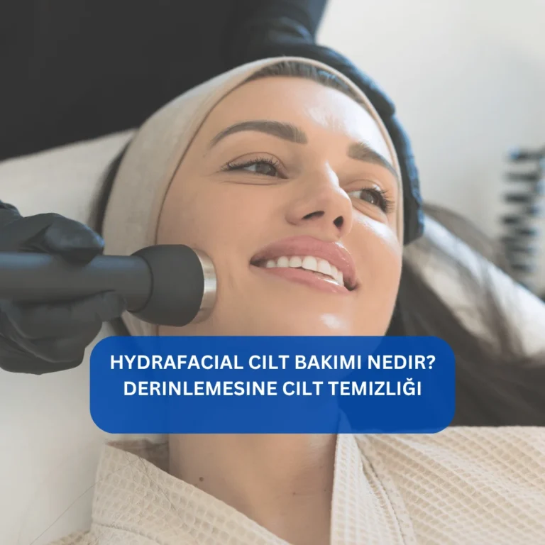 Hydrafacial sonrası ışıltılı ve arınmış cilt görünümünü gösteren estetik görsel