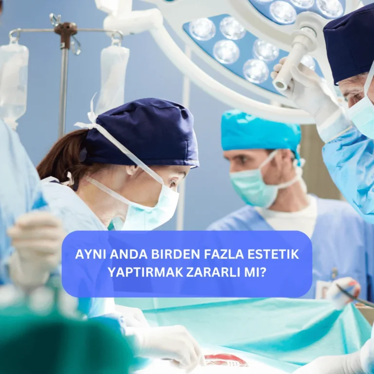 Aynı Anda Birden Fazla Estetik Yaptırmak Zararlı mı? Ameliyat masasında burun ve çene estetiği için hazırlanan kadın hasta