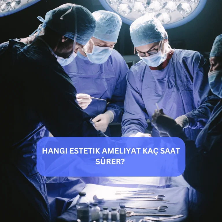 Hangi Estetik Ameliyat Kaç Saat Sürer? İyileşme Süreleriyle Birlikte Estetik operasyonlara ait saat simgeleriyle gösterilen infografik